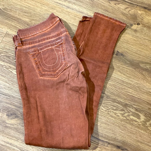 True Religion “Casey” burnt orange skinny jeans jeggings size 28 - Picture 2 of 5